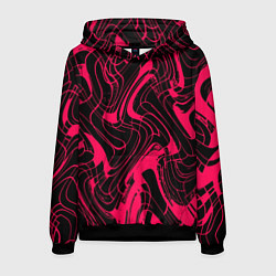 Толстовка-худи мужская Чёрно-розовый абстрактные линии, цвет: 3D-черный