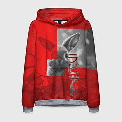 Толстовка-худи мужская Бурый резвый кролик, цвет: 3D-меланж