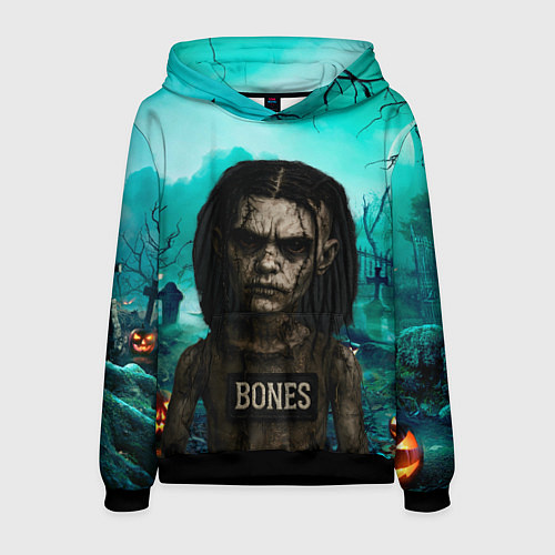 Мужская толстовка Bones в стиле хоррор куклы / 3D-Черный – фото 1