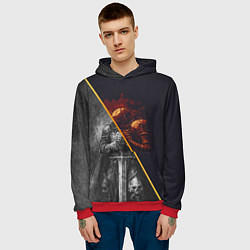 Толстовка-худи мужская Темный рыцарь в унынье, цвет: 3D-красный — фото 2