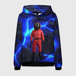 Толстовка-худи мужская Игра в кальмара страж треугольник, цвет: 3D-черный