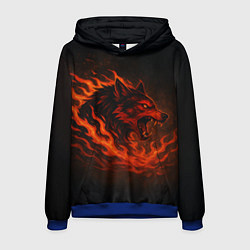 Толстовка-худи мужская Инфернальный волк, цвет: 3D-синий