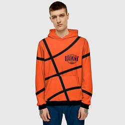 Толстовка-худи мужская Майами Хит - баскетболная разметка, цвет: 3D-черный — фото 2