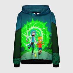 Толстовка-худи мужская Рик и Барт Симпсон, цвет: 3D-черный