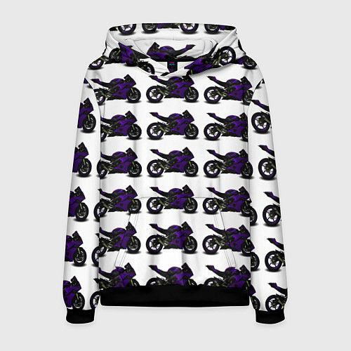 Мужская толстовка The motorcycle is dark purple / 3D-Черный – фото 1