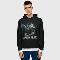 Толстовка-худи мужская Chester Bennington - Angel, цвет: 3D-белый — фото 2