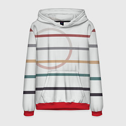 Толстовка-худи мужская Stripes and circle, цвет: 3D-красный