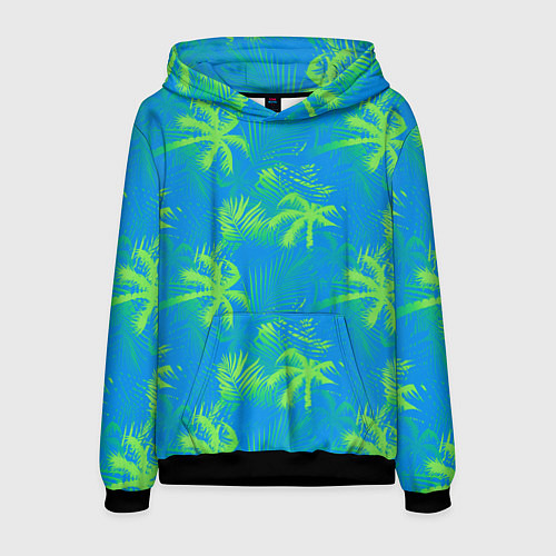Мужская толстовка Palm light green light blue / 3D-Черный – фото 1