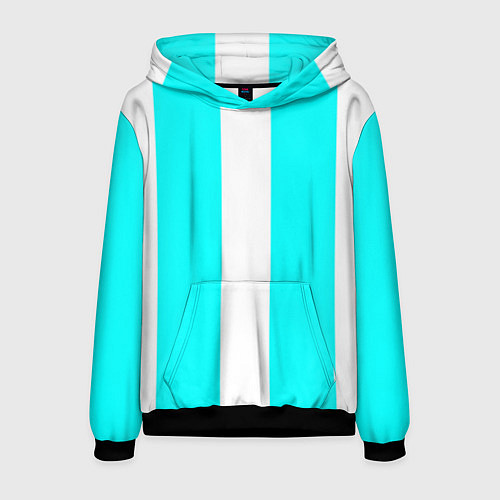 Мужская толстовка Color white light blue line / 3D-Черный – фото 1