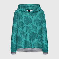 Толстовка-худи мужская Тропические листья - паттерн, цвет: 3D-меланж