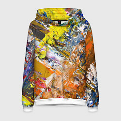 Толстовка-худи мужская Живая Абстракция: Поток Цветов и Форм в Постоянном, цвет: 3D-белый
