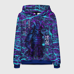 Толстовка-худи мужская Призрак самурая - неновый арт, цвет: 3D-синий