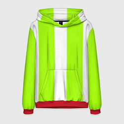 Толстовка-худи мужская Color light green white stripes, цвет: 3D-красный