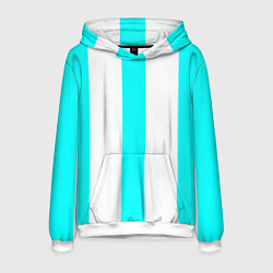 Толстовка-худи мужская Color light blue white lines, цвет: 3D-белый