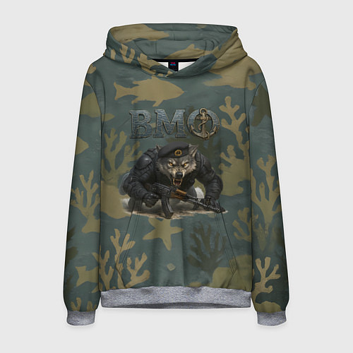 Мужская толстовка ВМФ волк пехотинец / 3D-Меланж – фото 1