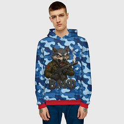 Толстовка-худи мужская Волк стреляет из автомата ВМФ, цвет: 3D-красный — фото 2