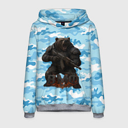 Толстовка-худи мужская ВМФ злой медведь с автоматом, цвет: 3D-меланж