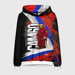 Толстовка-худи мужская Медведь - Россия самбо, цвет: 3D-белый