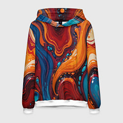 Толстовка-худи мужская Пламя и синева, цвет: 3D-белый
