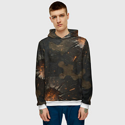 Толстовка-худи мужская Камуфляж со следами от пуль, цвет: 3D-белый — фото 2