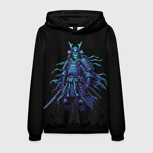 Мужская толстовка Неоновый призрак самурай / 3D-Черный – фото 1