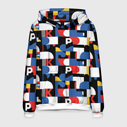 Толстовка-худи мужская Геометрия букв, цвет: 3D-белый