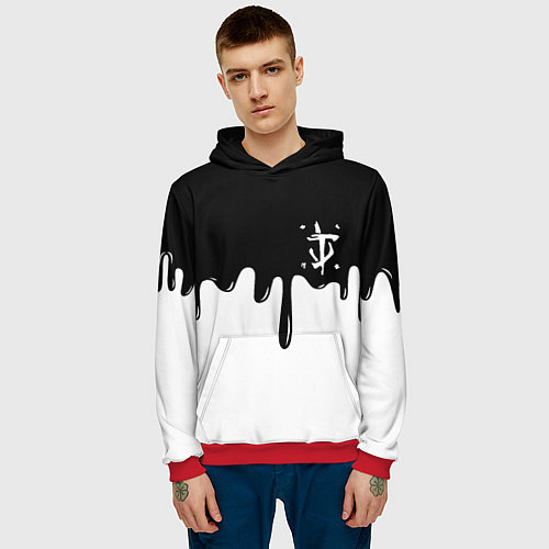 Мужская толстовка Doom logo жидкие краски / 3D-Красный – фото 3