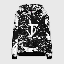 Толстовка-худи мужская Doom краски белые штрихи, цвет: 3D-черный