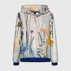 Толстовка-худи мужская Цветы полевые, цвет: 3D-синий