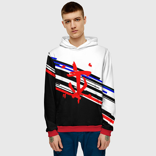 Мужская толстовка Doom line color / 3D-Красный – фото 3