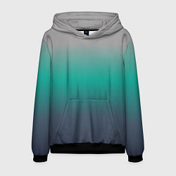Толстовка-худи мужская Градиент серо-зеленый, цвет: 3D-черный