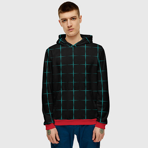 Мужская толстовка Color black blue crosses / 3D-Красный – фото 3