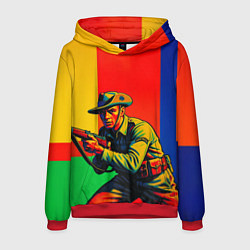 Толстовка-худи мужская Австралийский ретро солдат поп-арт, цвет: 3D-красный