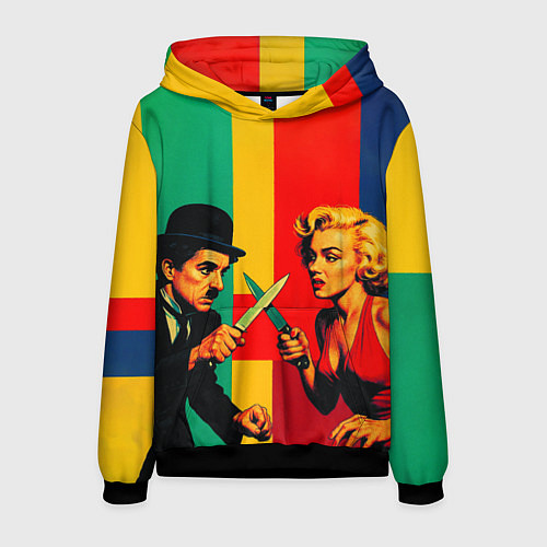 Мужская толстовка Чарли Чаплин против Мэрилин Монро поп-арт / 3D-Черный – фото 1