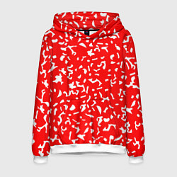 Толстовка-худи мужская Красный яркий камуфляж, цвет: 3D-белый