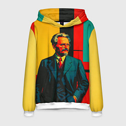 Толстовка-худи мужская Лев Троцкий поп-арт, цвет: 3D-белый