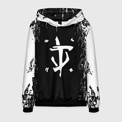 Толстовка-худи мужская Doom краска белая текстура, цвет: 3D-черный