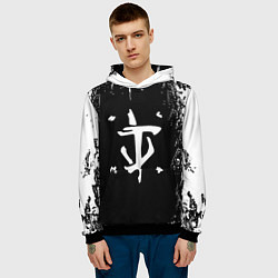 Толстовка-худи мужская Doom краска белая текстура, цвет: 3D-черный — фото 2