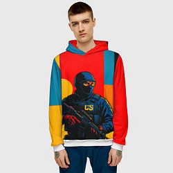 Толстовка-худи мужская Контр-террорист CS 2 поп-арт, цвет: 3D-белый — фото 2