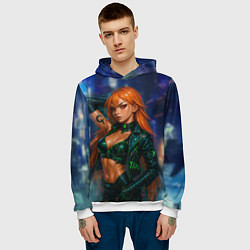 Толстовка-худи мужская Нами киберпанк реализм, цвет: 3D-белый — фото 2