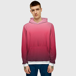 Толстовка-худи мужская Градиент гранатовый, цвет: 3D-белый — фото 2