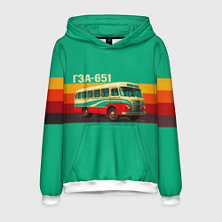 Толстовка-худи мужская Поп-арт автобус ГЗА-651, цвет: 3D-белый