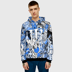 Толстовка-худи мужская Monster energy sticker blue, цвет: 3D-черный — фото 2