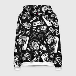 Толстовка-худи мужская Retro gamer pattern, цвет: 3D-белый