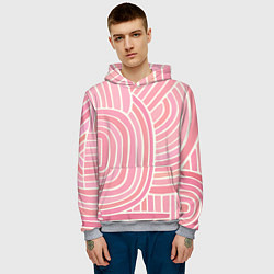 Толстовка-худи мужская Абстрактный узор розовый, цвет: 3D-меланж — фото 2