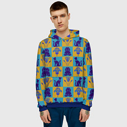 Толстовка-худи мужская Символы Египта, цвет: 3D-синий — фото 2