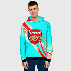 Толстовка-худи мужская Arsenal stripes, цвет: 3D-черный — фото 2