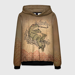Толстовка-худи мужская Лягушка с трубкой, цвет: 3D-черный