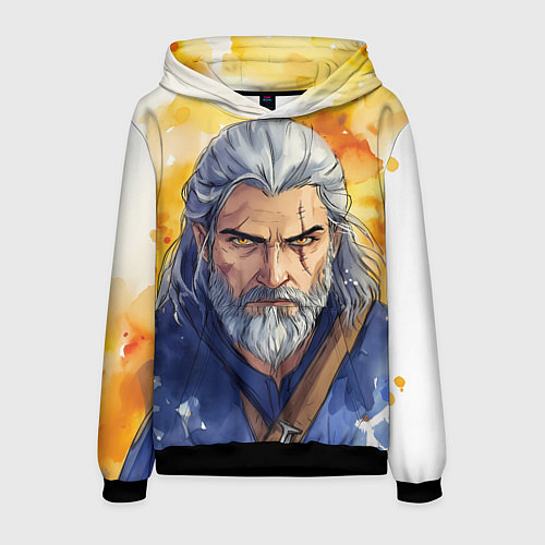 Мужская толстовка Ведьмак нарисованный красками / 3D-Черный – фото 1