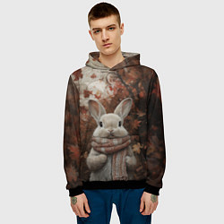 Толстовка-худи мужская Зайчишка в шарфе, цвет: 3D-черный — фото 2